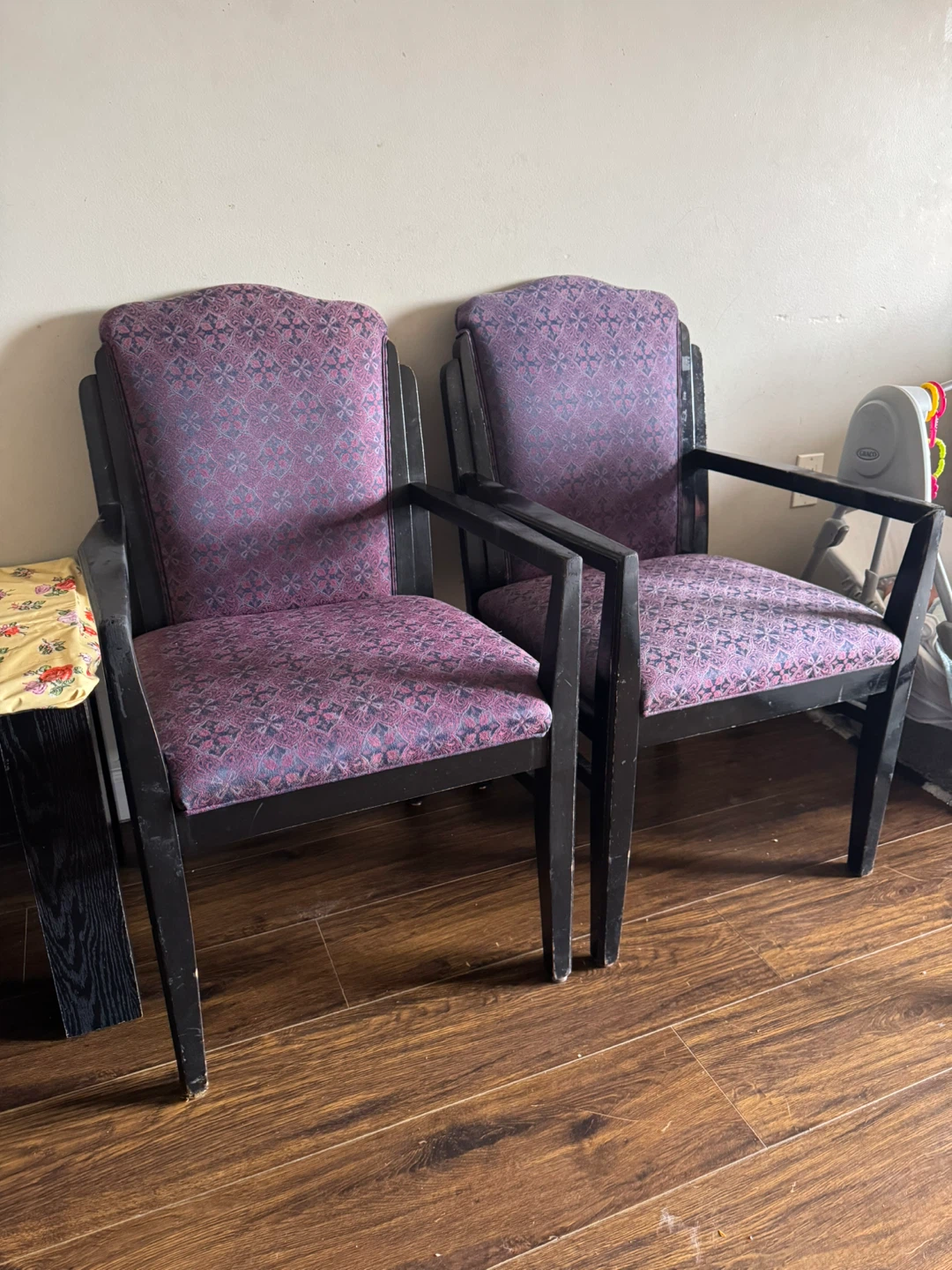 Pair of Purple Upholstered Dining Chairs