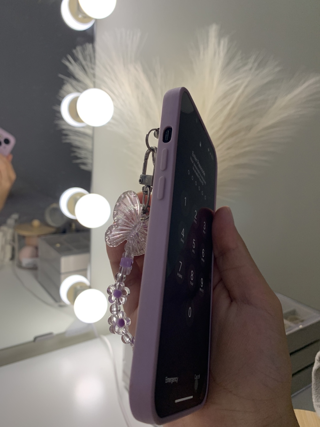 Purple iPhone 13 Case with Butterfly Charm