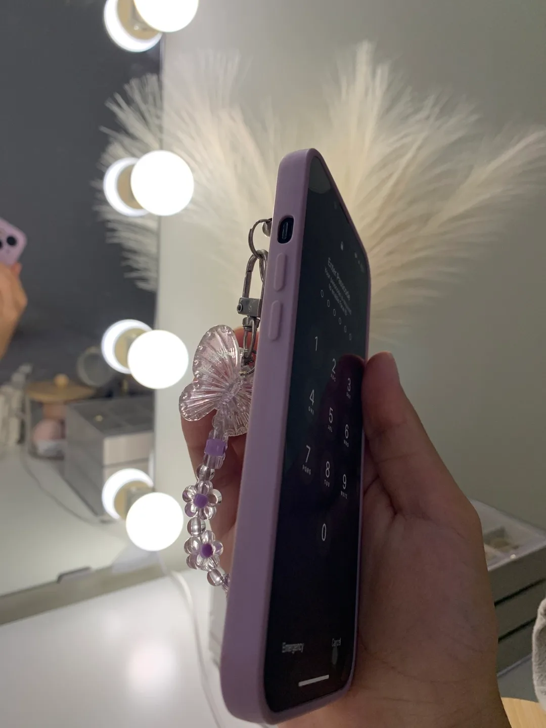 Purple iPhone 13 Case with Butterfly Charm thumbnail