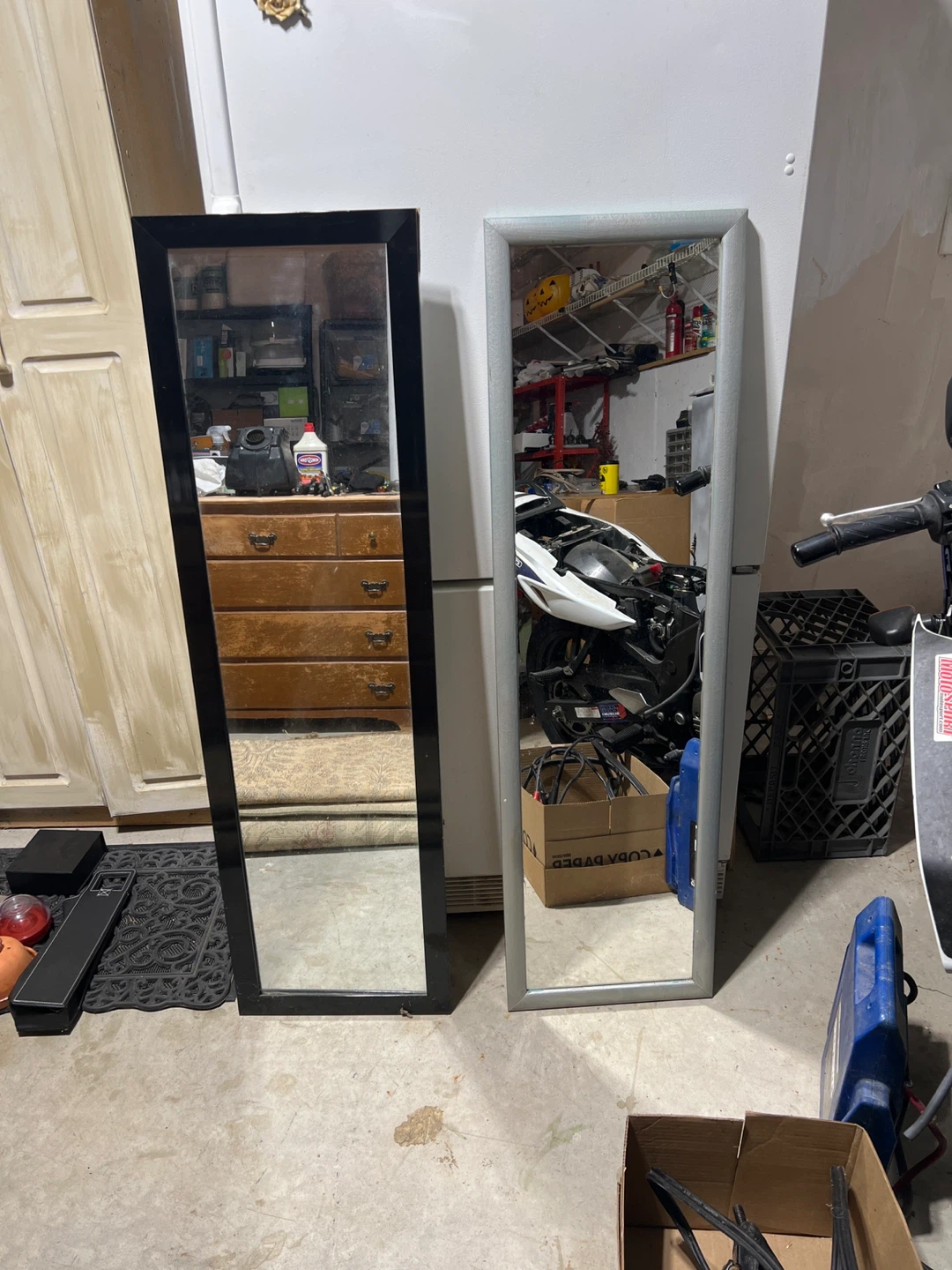 Two Mirrors - Black & Silver Framed