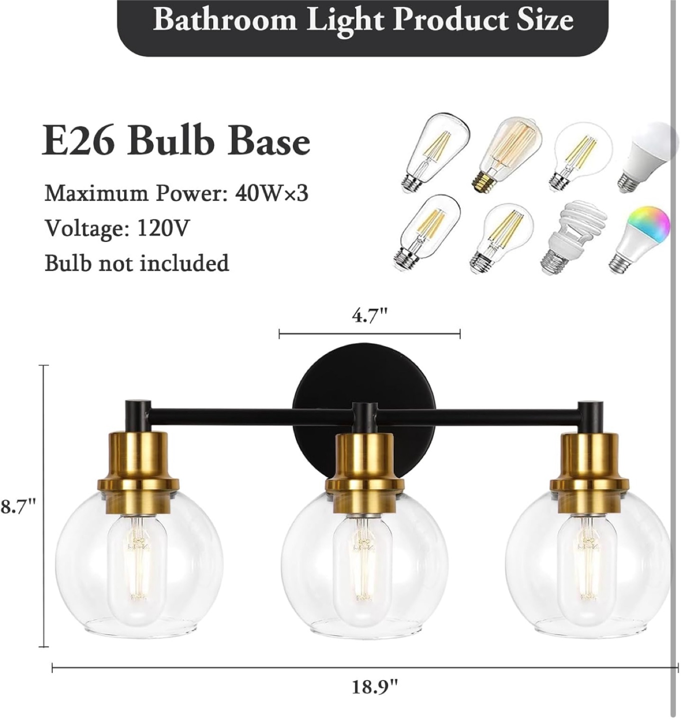 3-Light Bathroom Vanity Light Fixture - photo 2