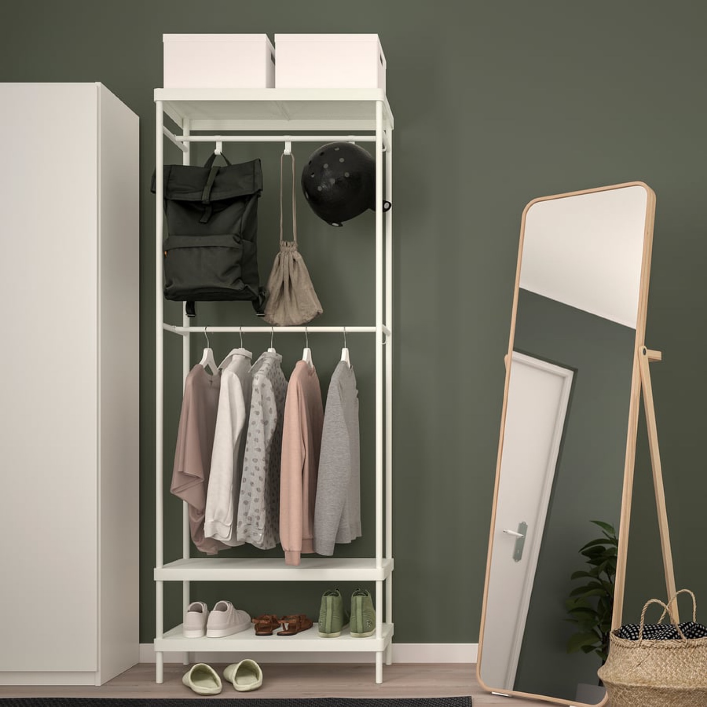 IKEA MACKAPÄR Coat Rack with Shoe Storage (White)