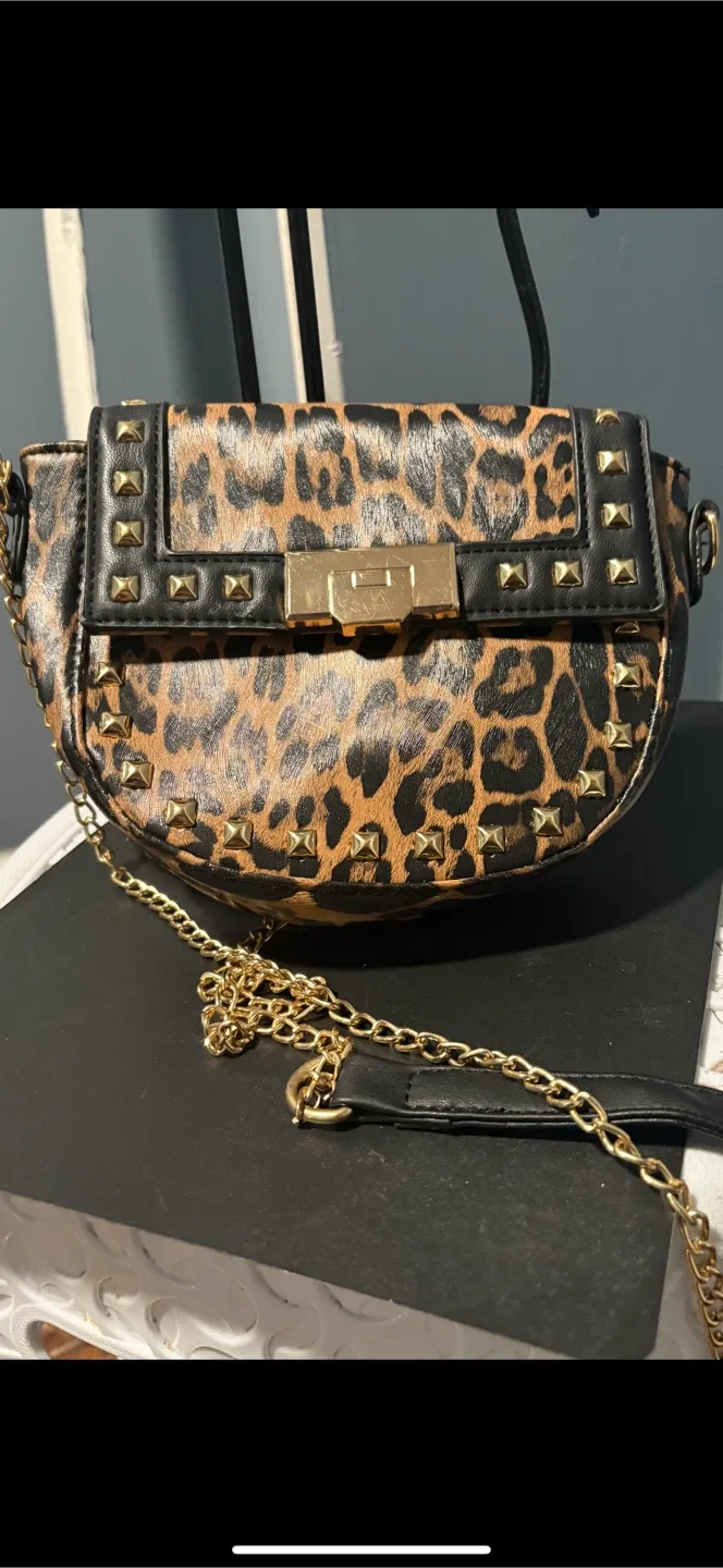 Leopard Print Studded Crossbody Bag thumbnail
