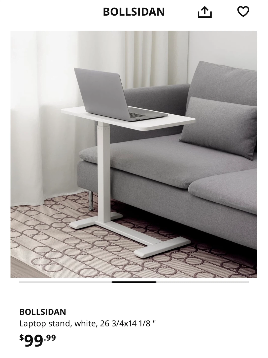 IKEA height adjustable Laptop Stand, White - photo 2