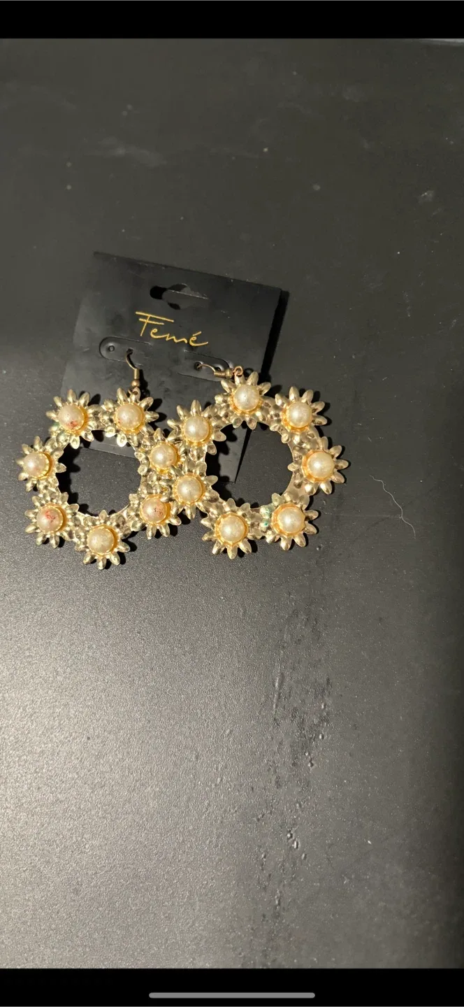 Femé Gold Tone Hoop Earrings thumbnail