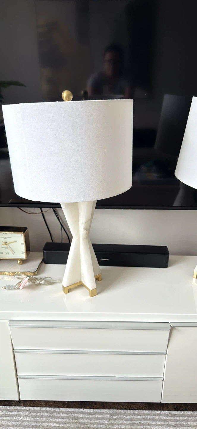 Stylish White & Gold Marble Accent Lamp - photo 2