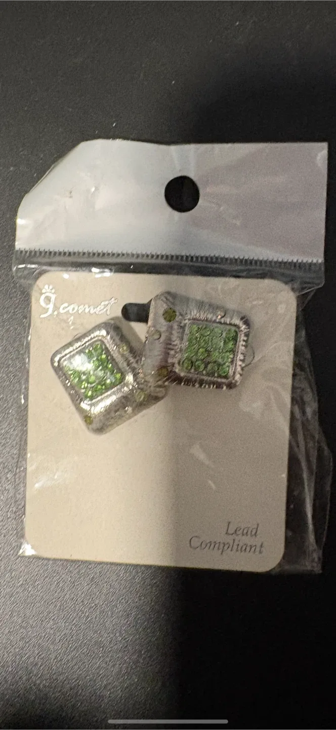 New J. Comet Green Rhinestone Earrings thumbnail