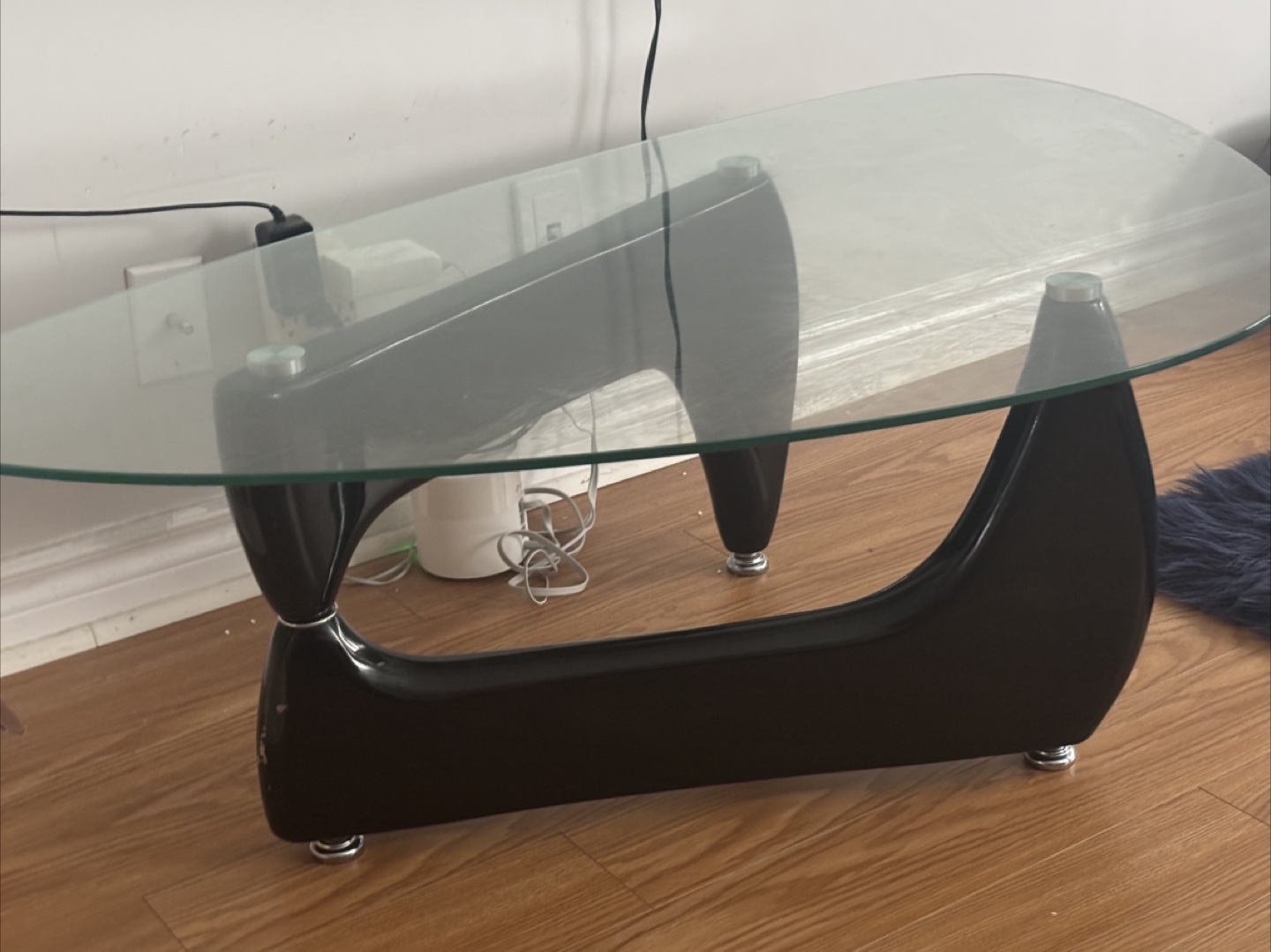 Glass Top Coffee Table - Black Base