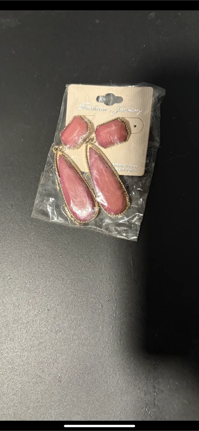 Fashion Jewelry Pink Stone Earrings thumbnail