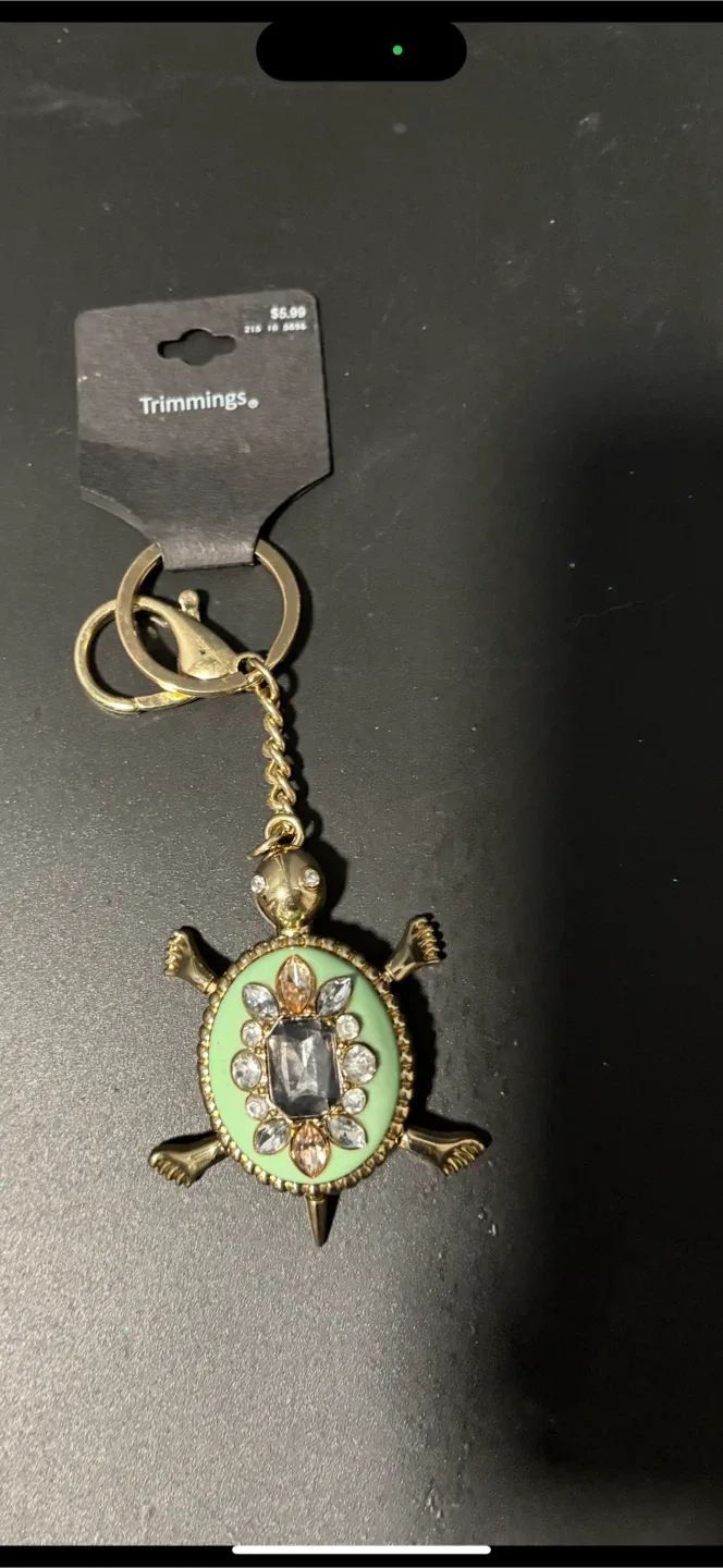 Trimmings Turtle Keychain - Mint Green & Gold thumbnail