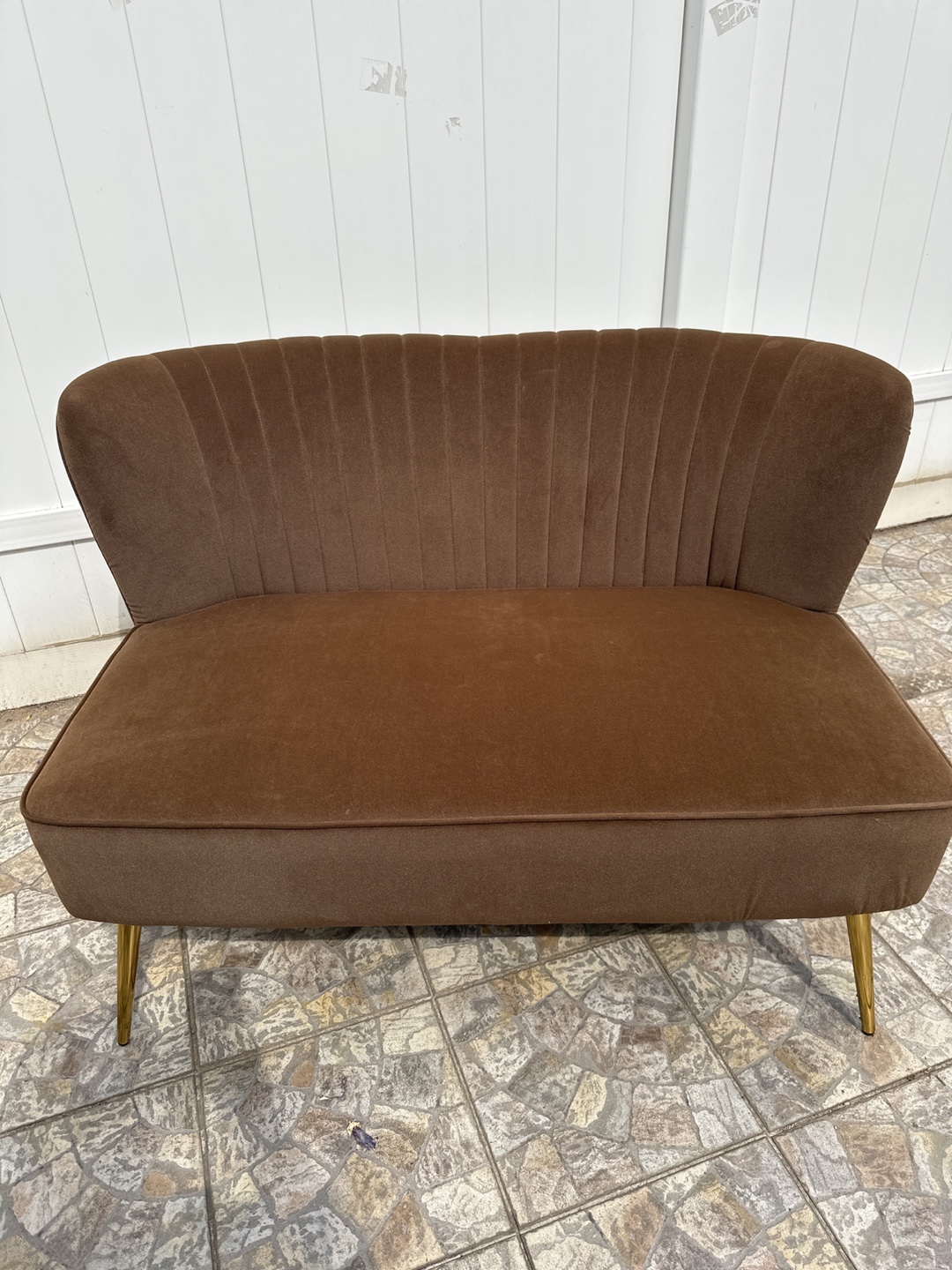 Brown Loveseat with Gold Legs - photo 5