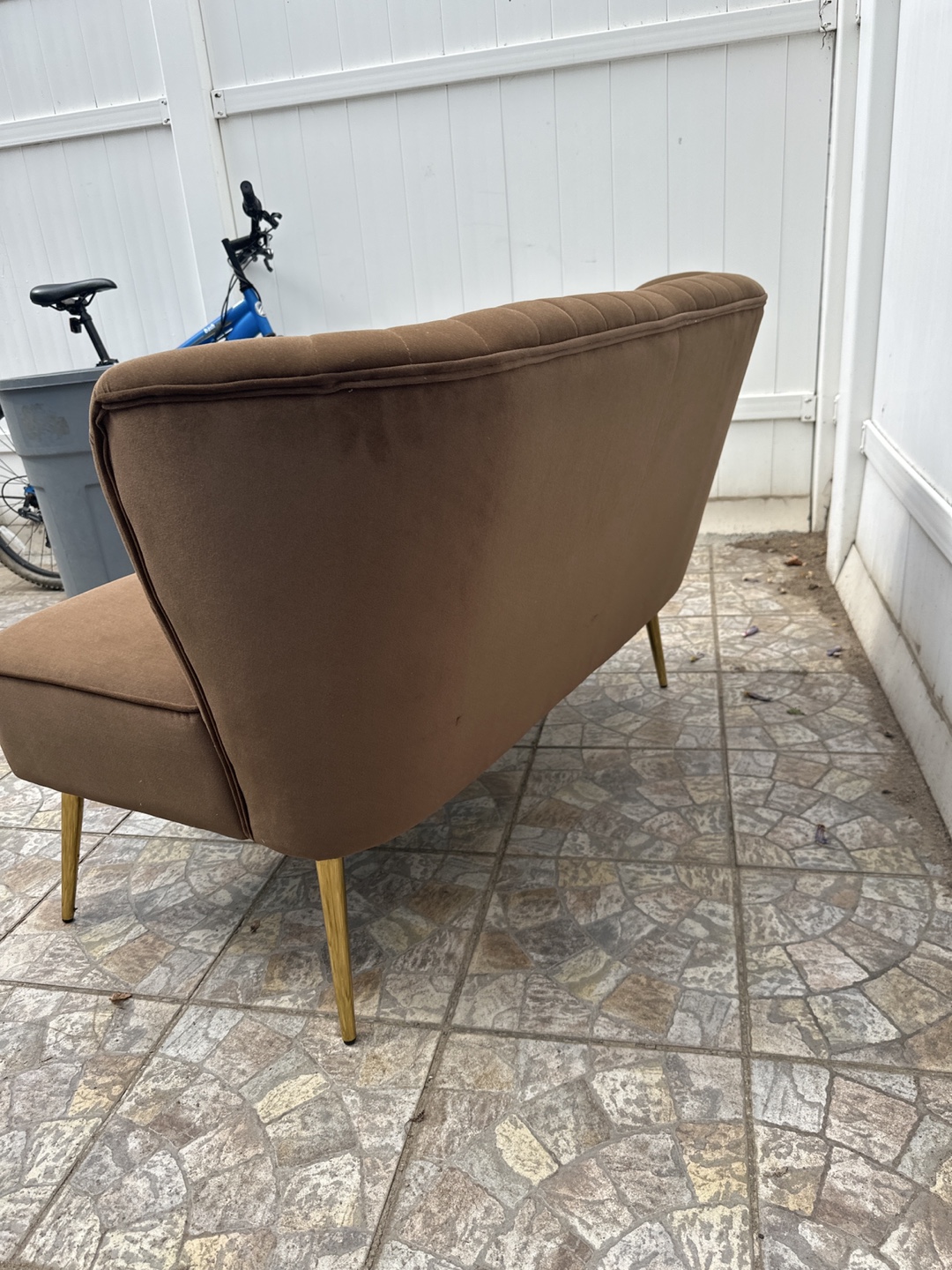 Brown Loveseat with Gold Legs - photo 3