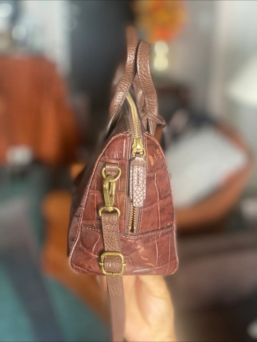 Fossil Brown Leather Satchel image indicator(2)