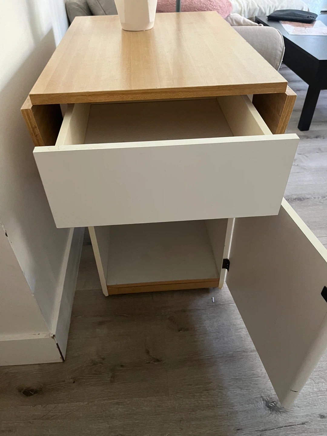 Drop Leaf Table - White and Wood - photo 3