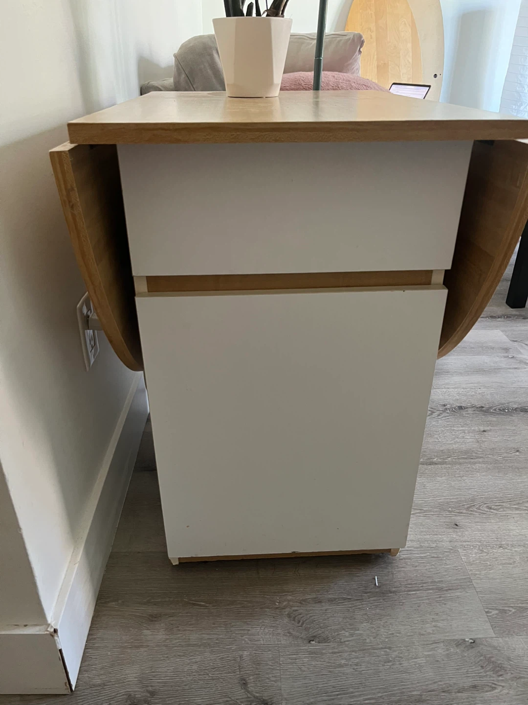 Drop Leaf Table - White and Wood - photo 2