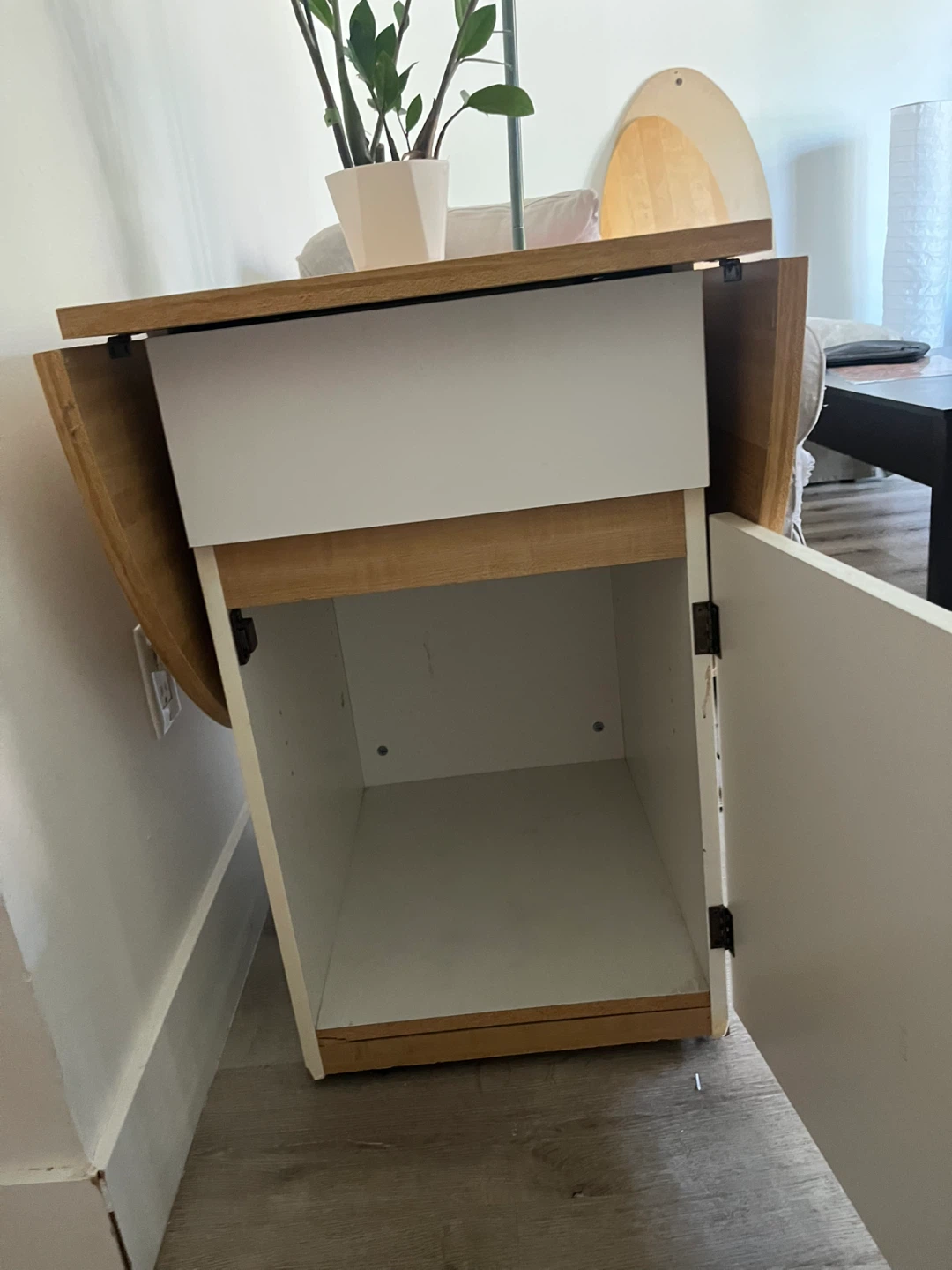 Drop Leaf Table - White and Wood - photo 4
