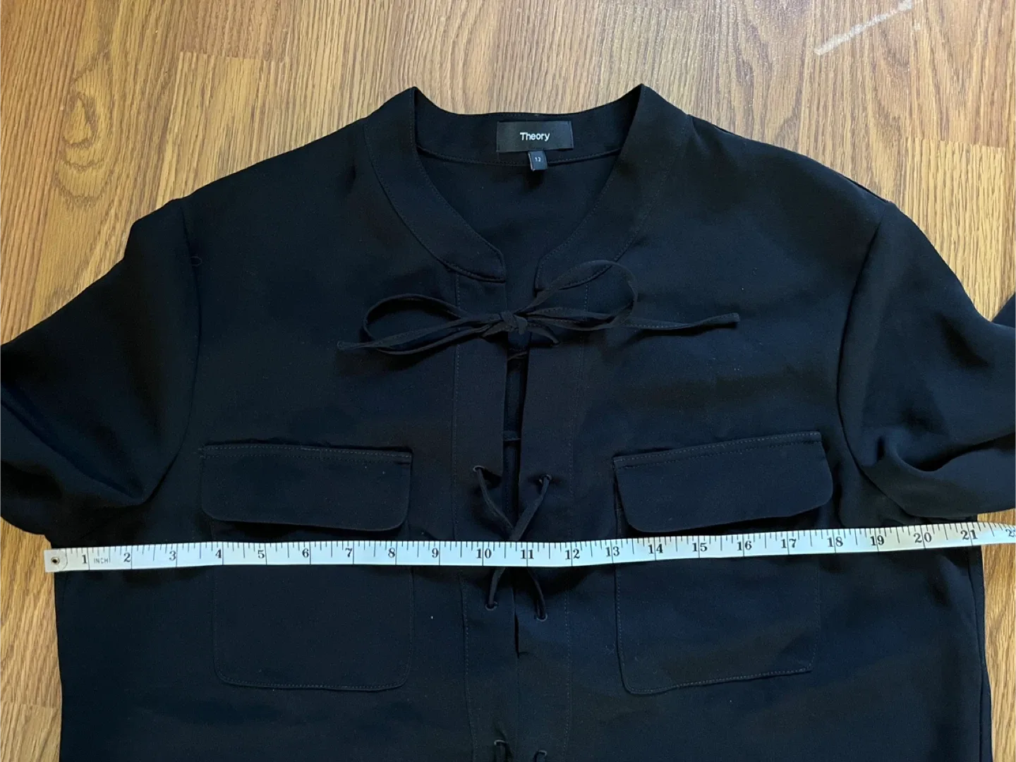 Theory women’s 12 mini shirt dress, long sleeve lace up, black image indicator(5)