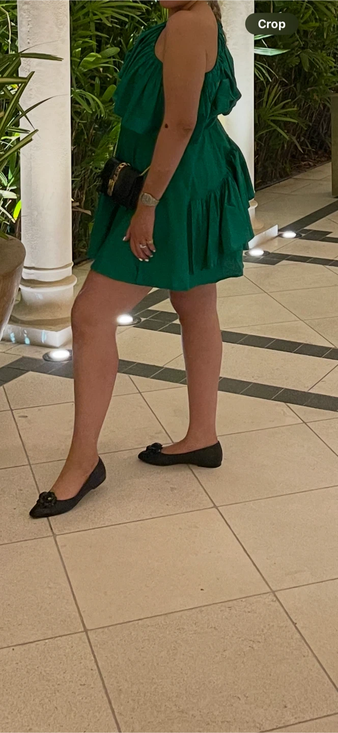 Green One-Shoulder Ruffle Mini Dress - photo 3