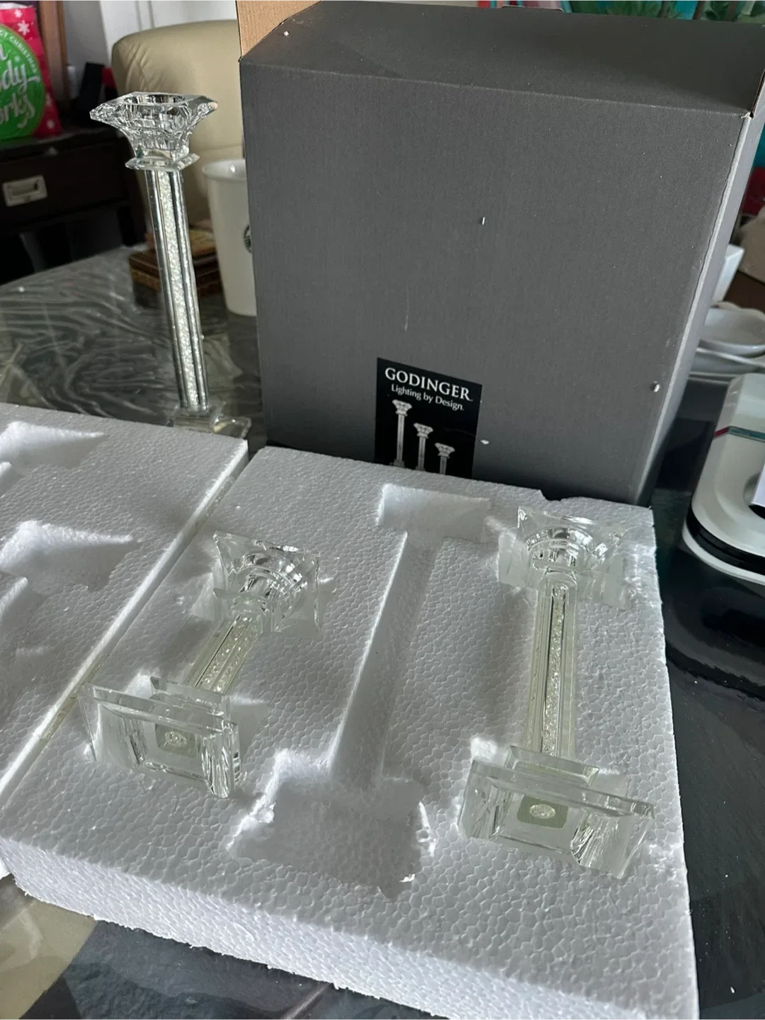 Godinger Crystal Candle Holder Set (3) thumbnail