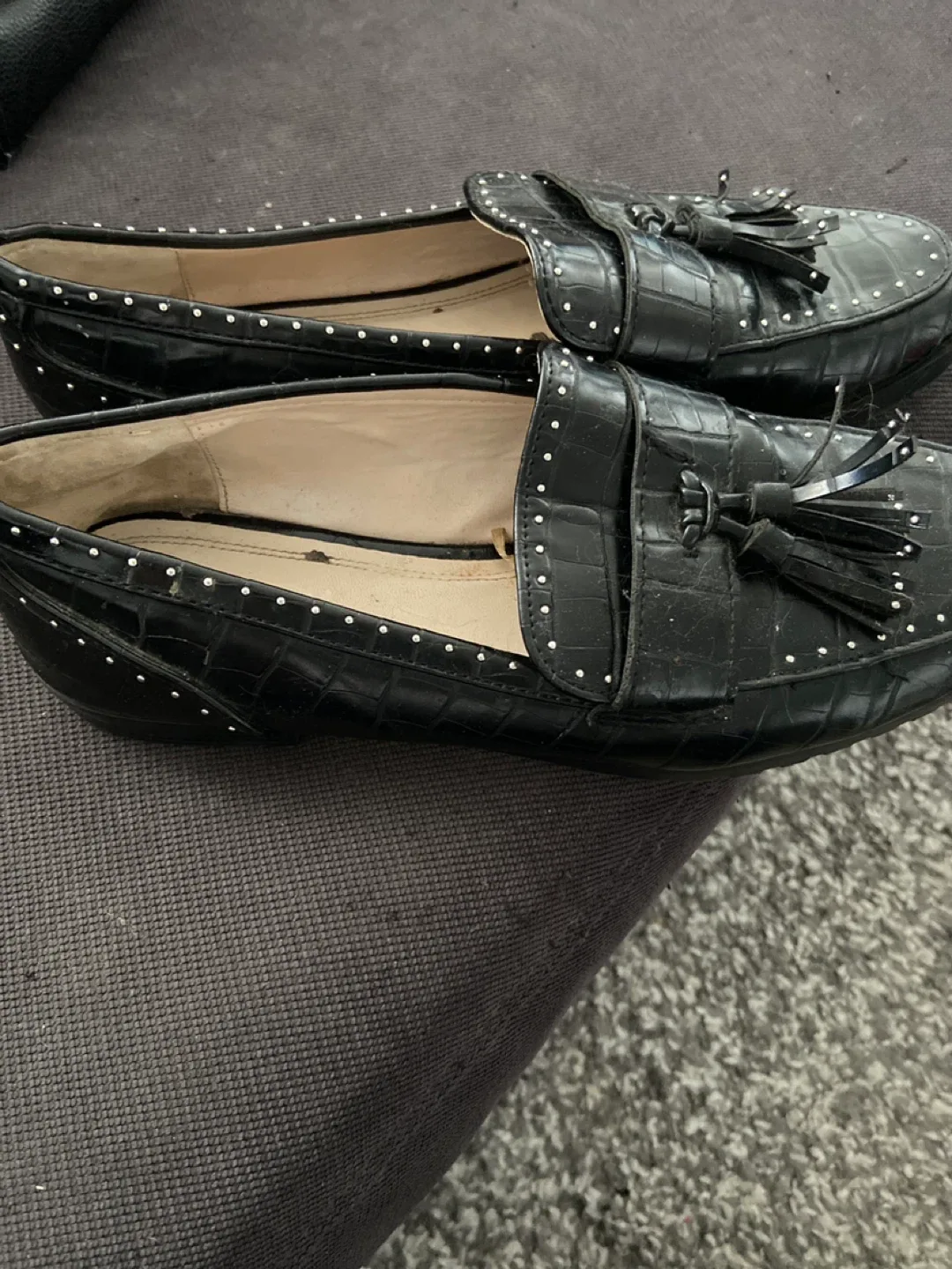 Zara Black Tassel Loafers - Size 9-5 image indicator(3)