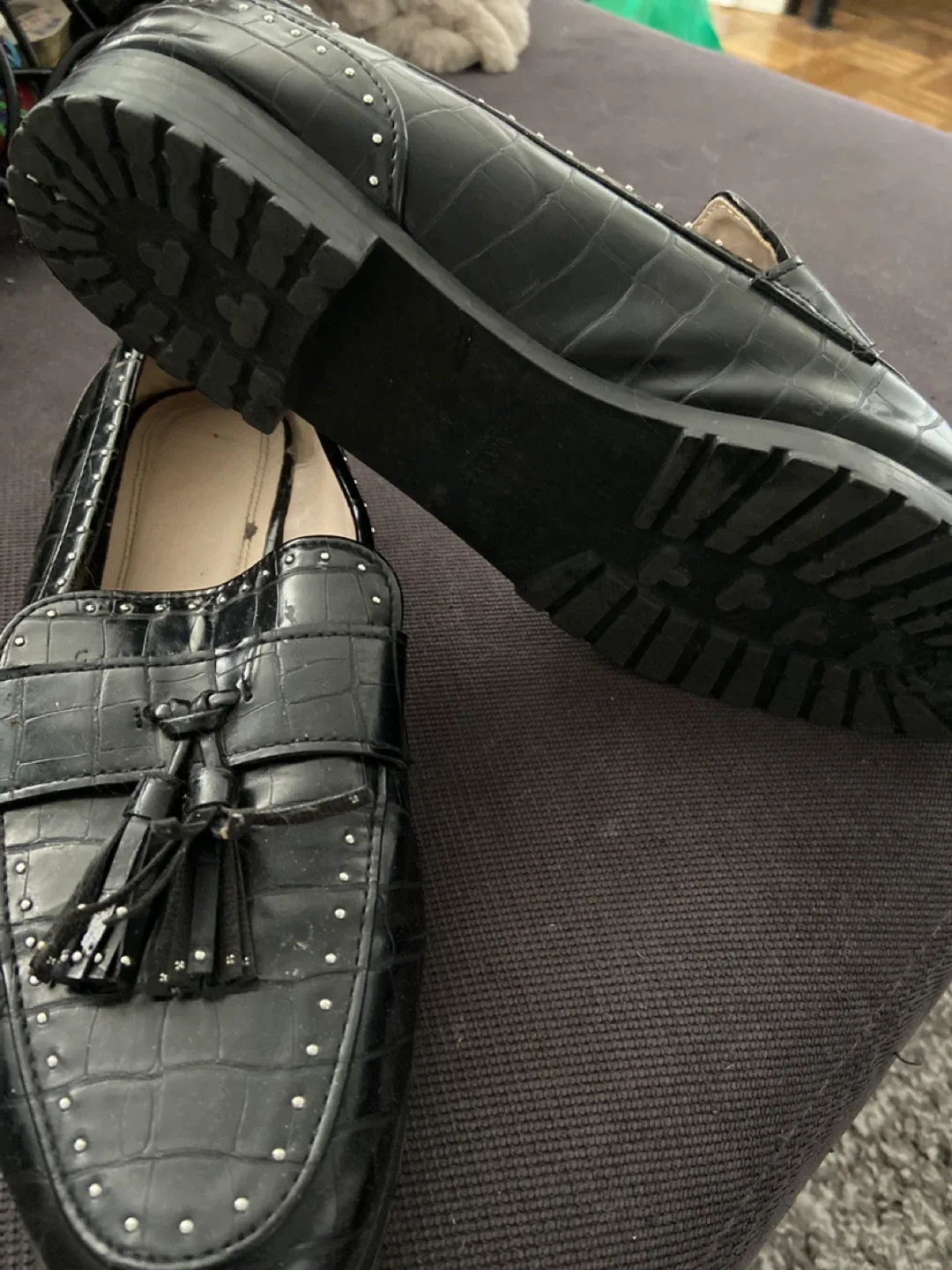 Zara Black Tassel Loafers - Size 9-5 image indicator(2)