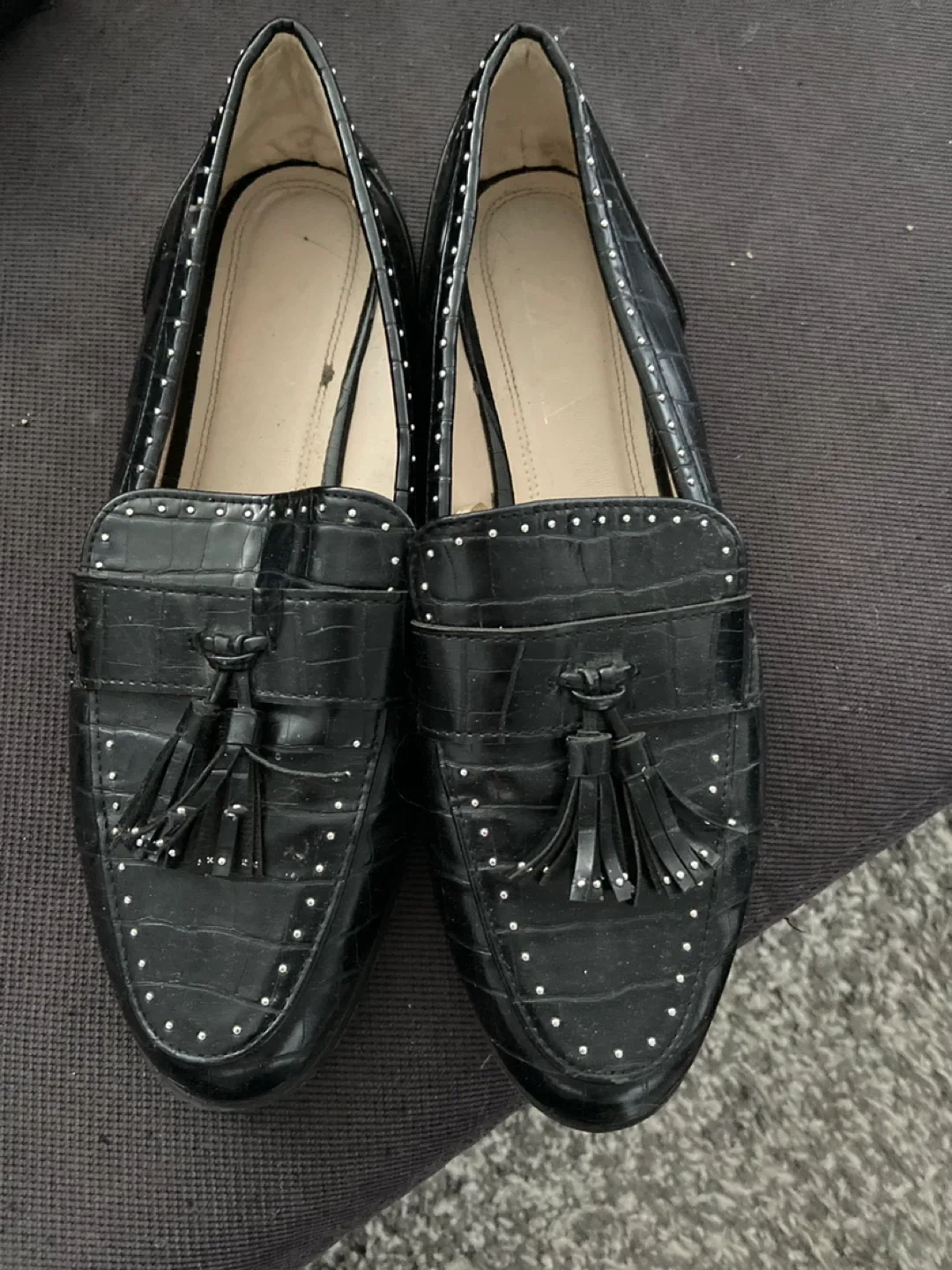 Zara Black Tassel Loafers - Size 9-5 thumbnail