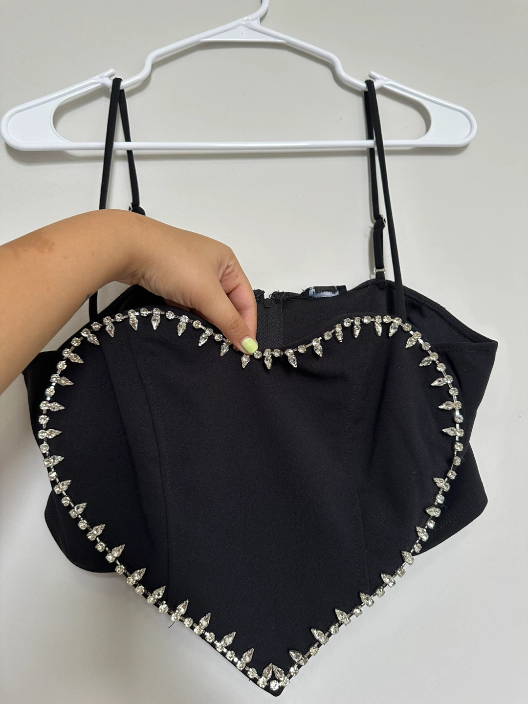 Heart Rhinestone Black Top
