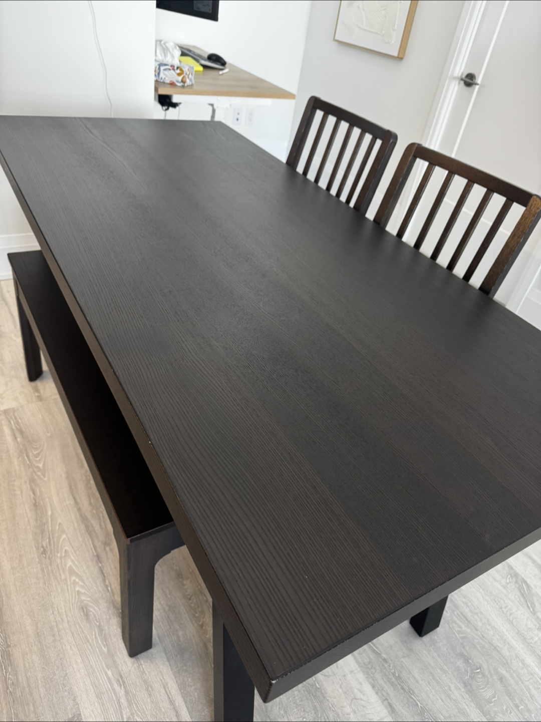 IKEA Dark Brown Dining Table with Bench & 2 Chairs - photo 3