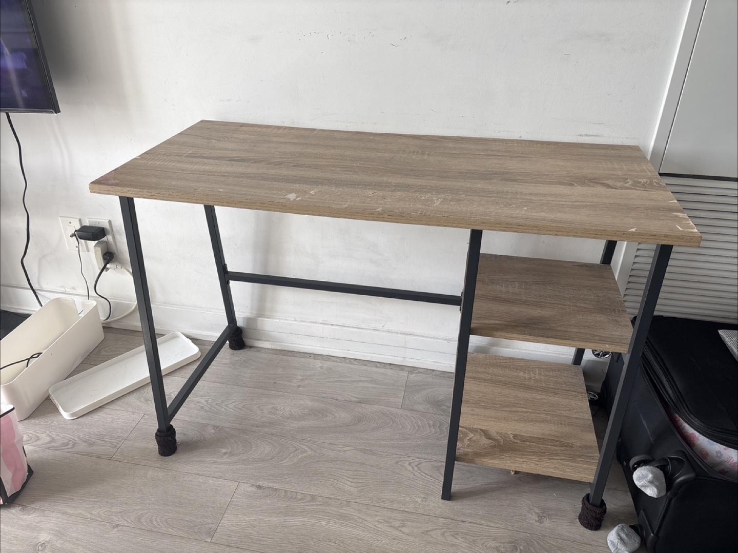 Wood and Metal Desk with Shelves