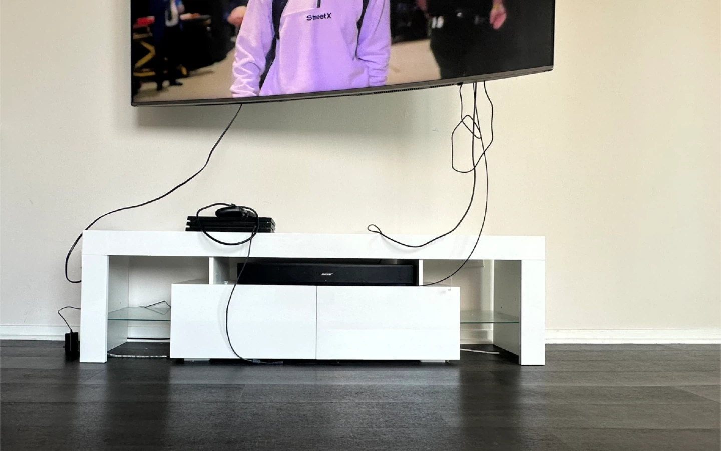 IKEA White TV Stand & Black Dresser