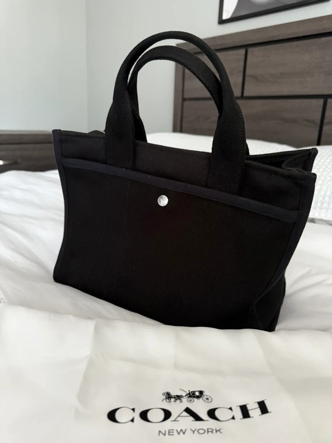 Coach Black Canvas Tote Bag image indicator(2)