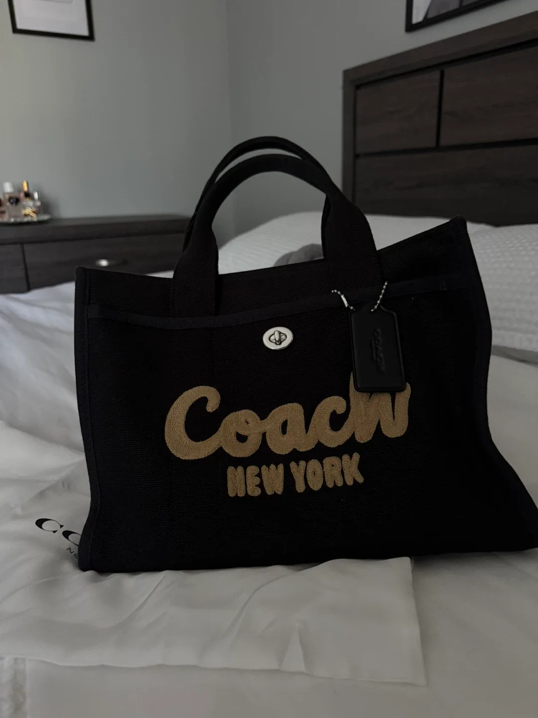 Coach Black Canvas Tote Bag image indicator(3)