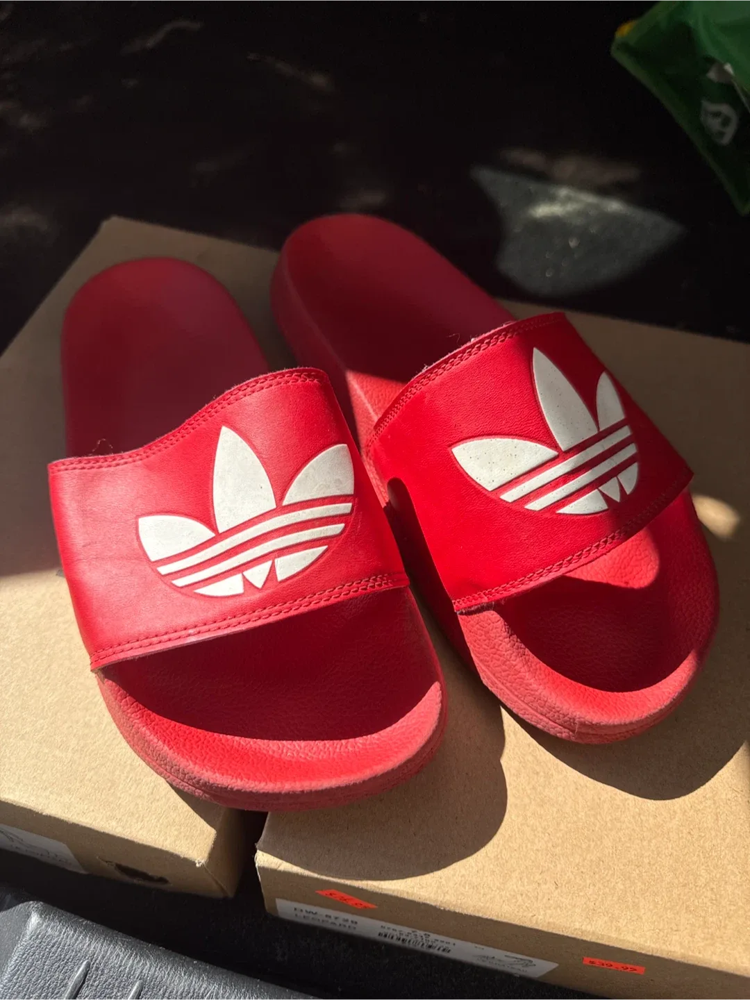 Adidas Adilette Comfort Slides - Red thumbnail
