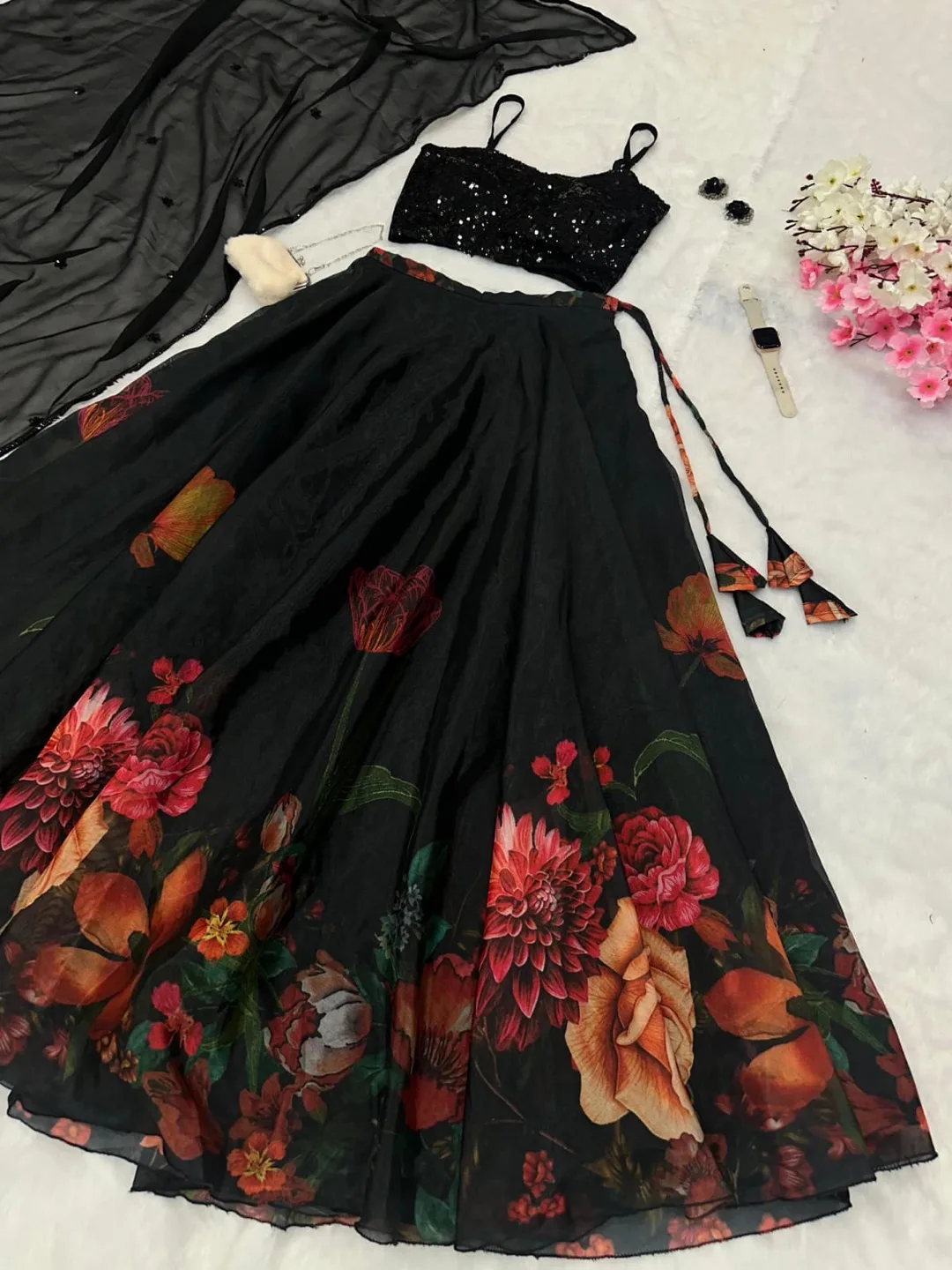 Floral Black Lehenga Set image indicator(4)
