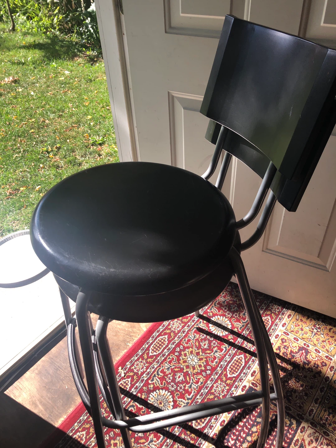 Black Bar Stool with Backrest from Ikea both for 7