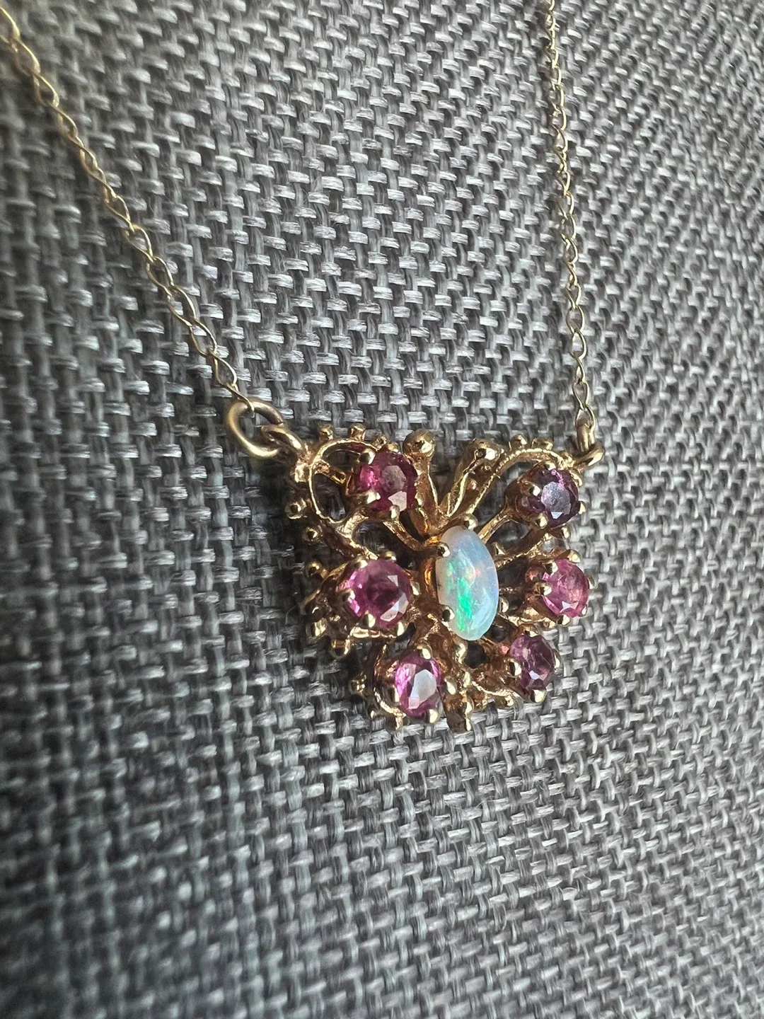 14 k Butterfly Opal and rubies thumbnail
