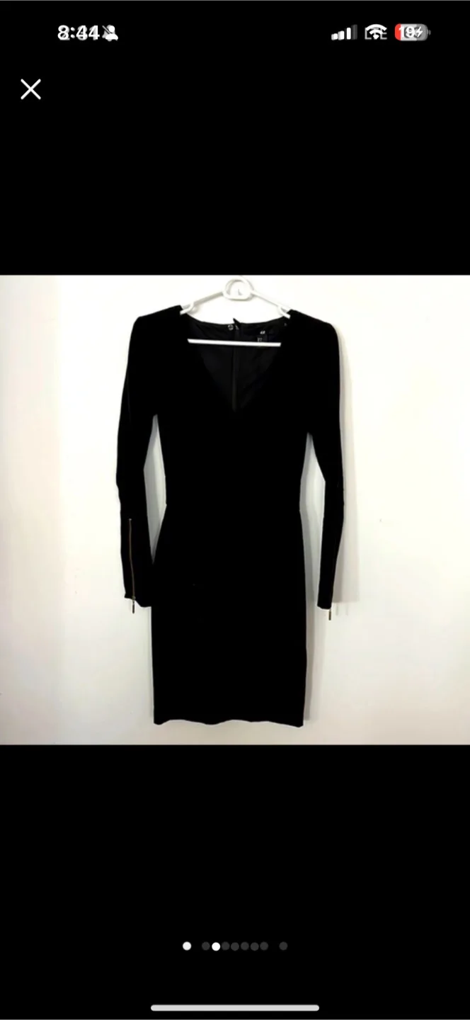 H&M Black Long Sleeve Dress - Size M thumbnail