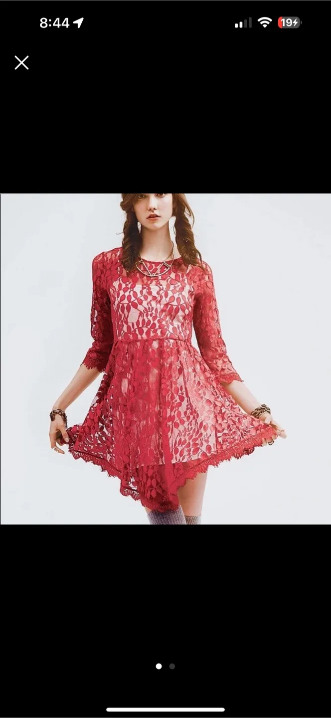 Free people Red Lace Dress thumbnail