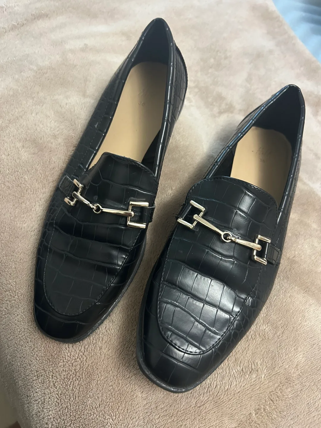 H&M Black Croc Loafers - Size 36 thumbnail
