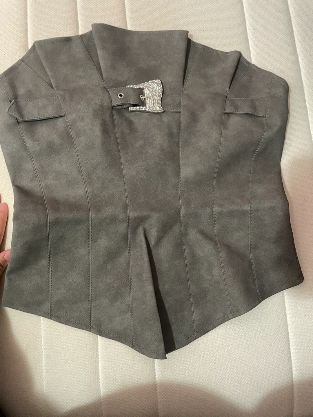 Fashion Nova Gray Corset Top thumbnail