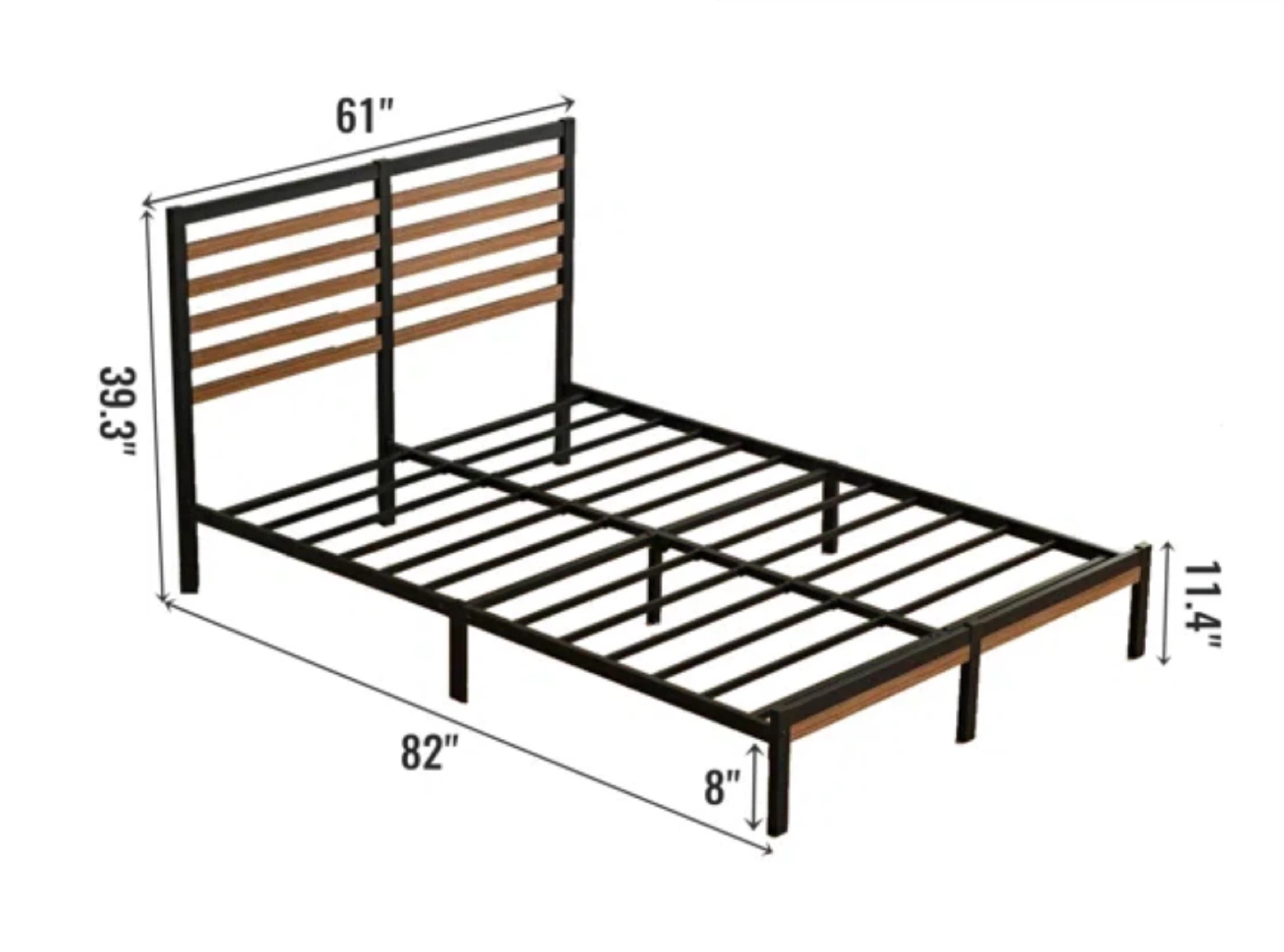 Full Size Metal Bed Frame with Headboard - photo 2