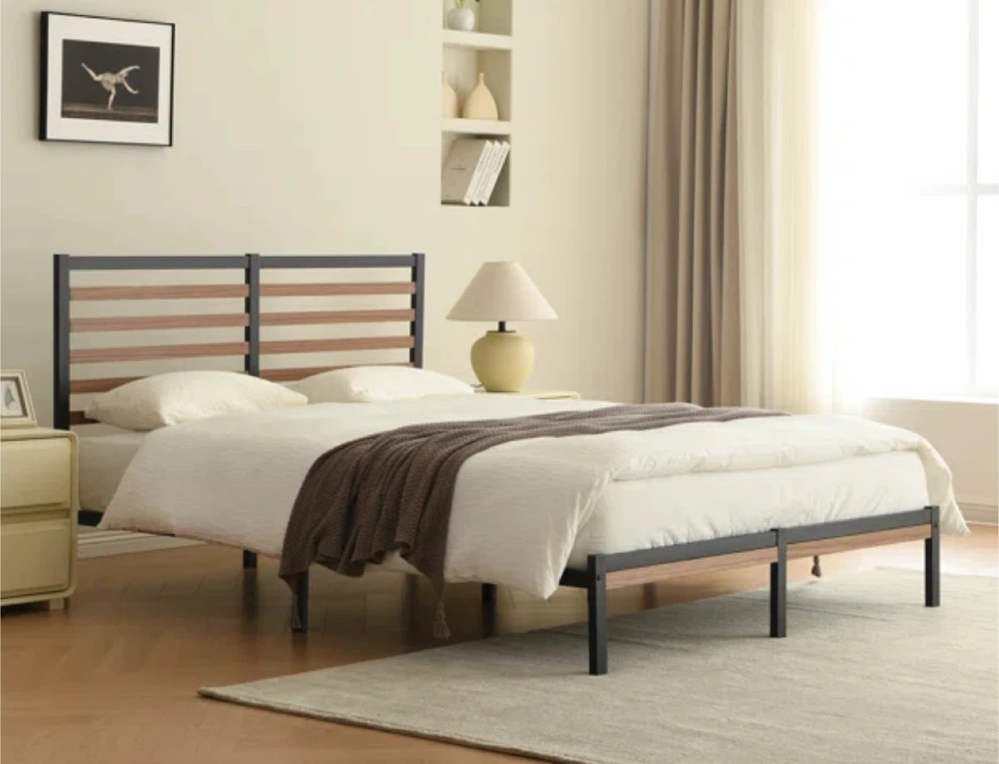 Full Size Metal Bed Frame with Headboard - photo 4