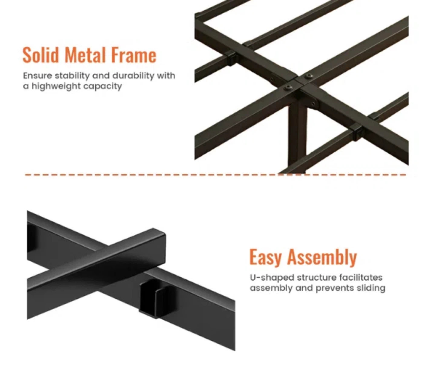 Full Size Metal Bed Frame with Headboard - photo 3