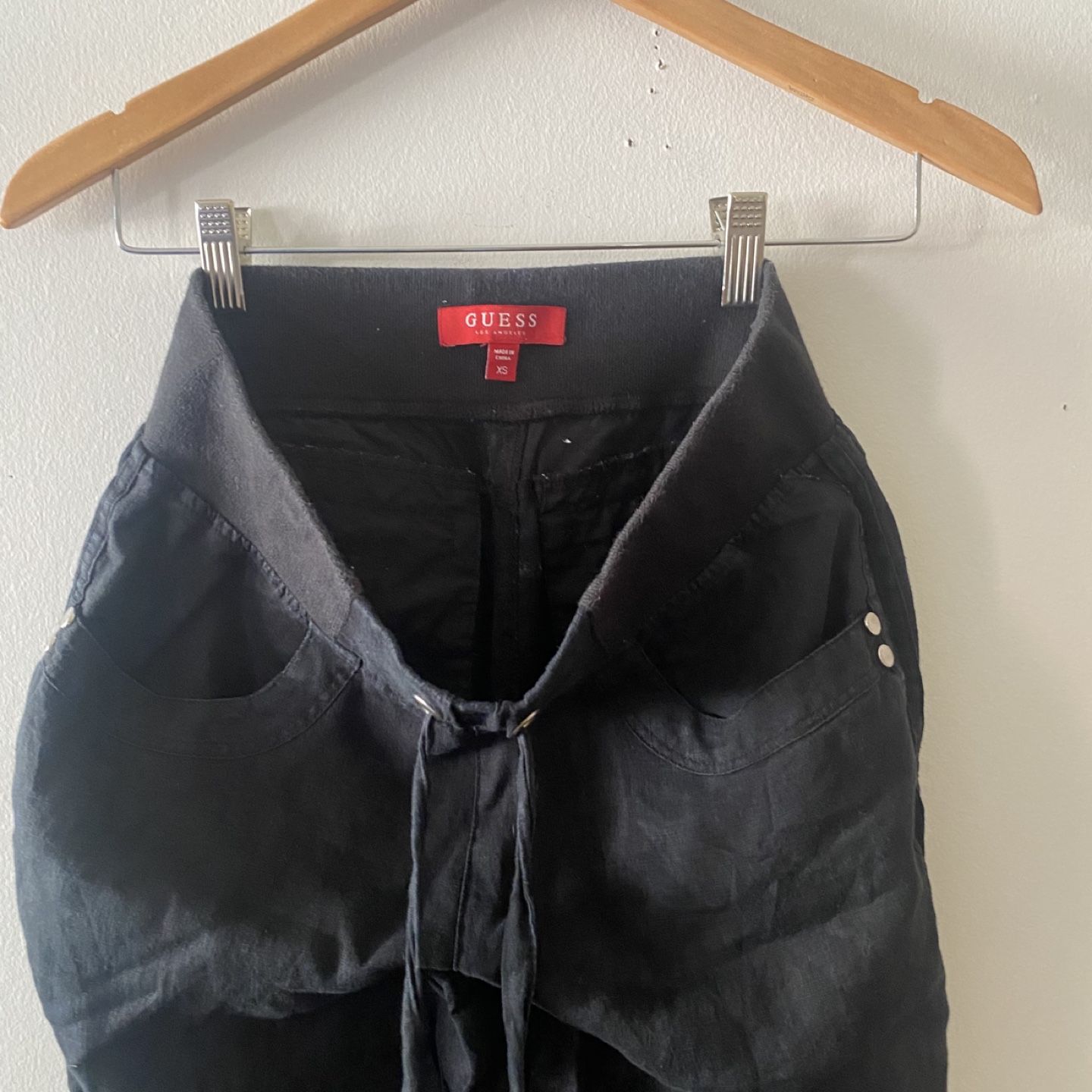 Guess Black Linen Blend Jogger Pants XS - photo 4