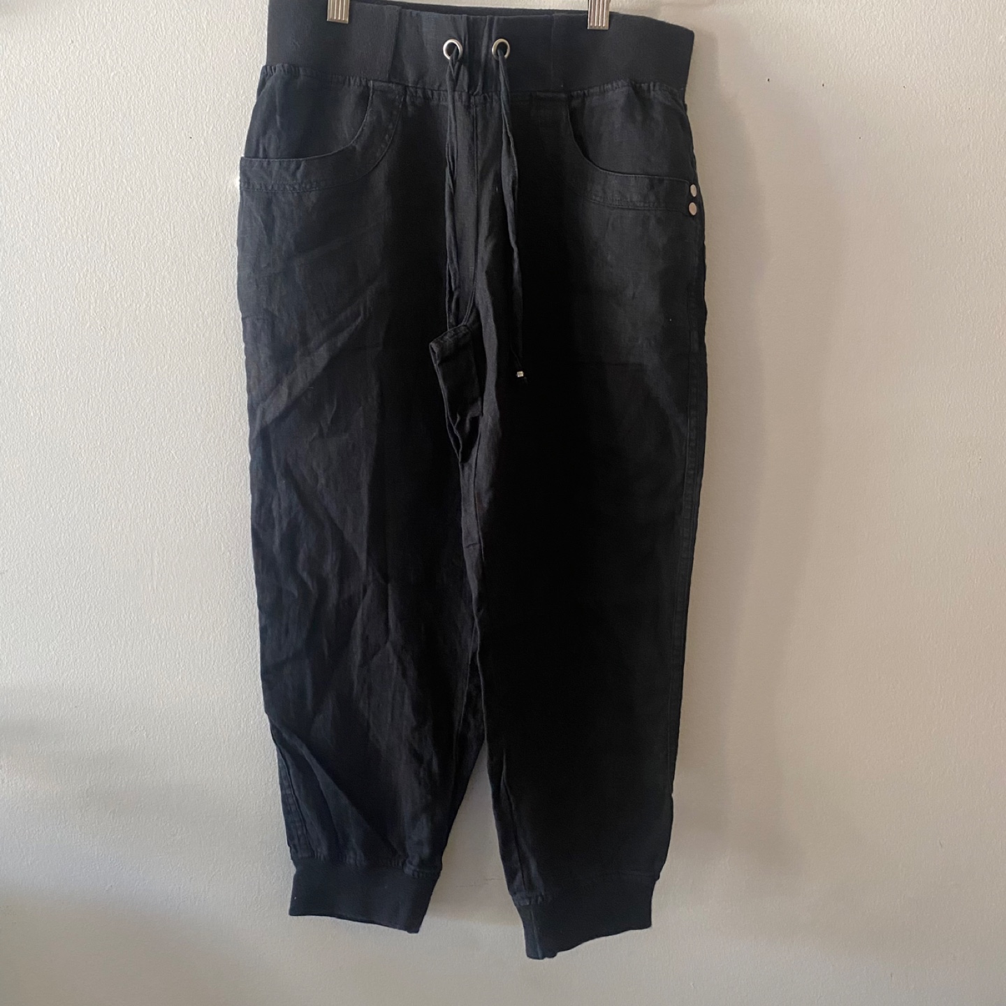 Guess Black Linen Blend Jogger Pants XS