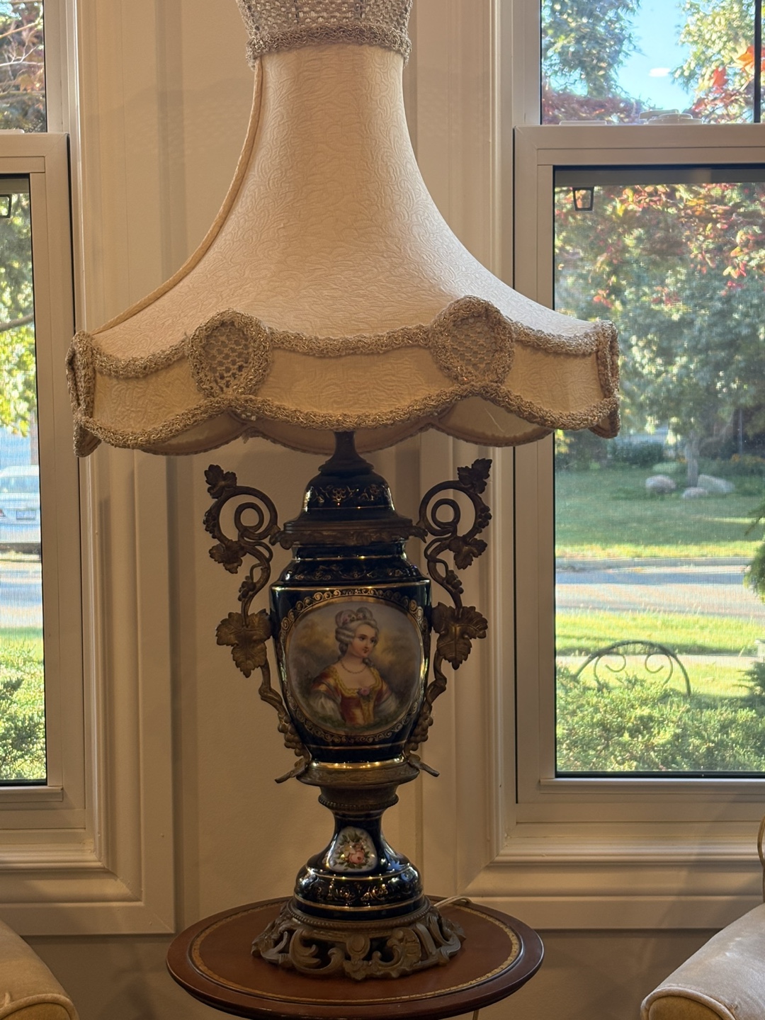 Antique Sèvres Style Cobalt Blue Table Lamp with a Shade