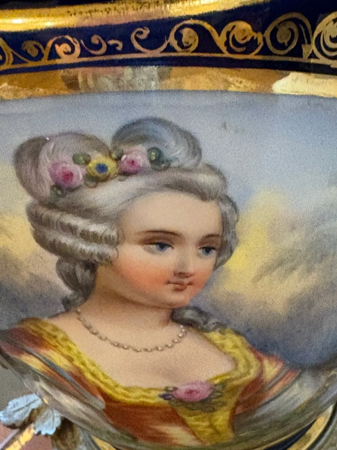 Antique Sèvres Style Cobalt Blue Table Lamp with a Shade image indicator(2)