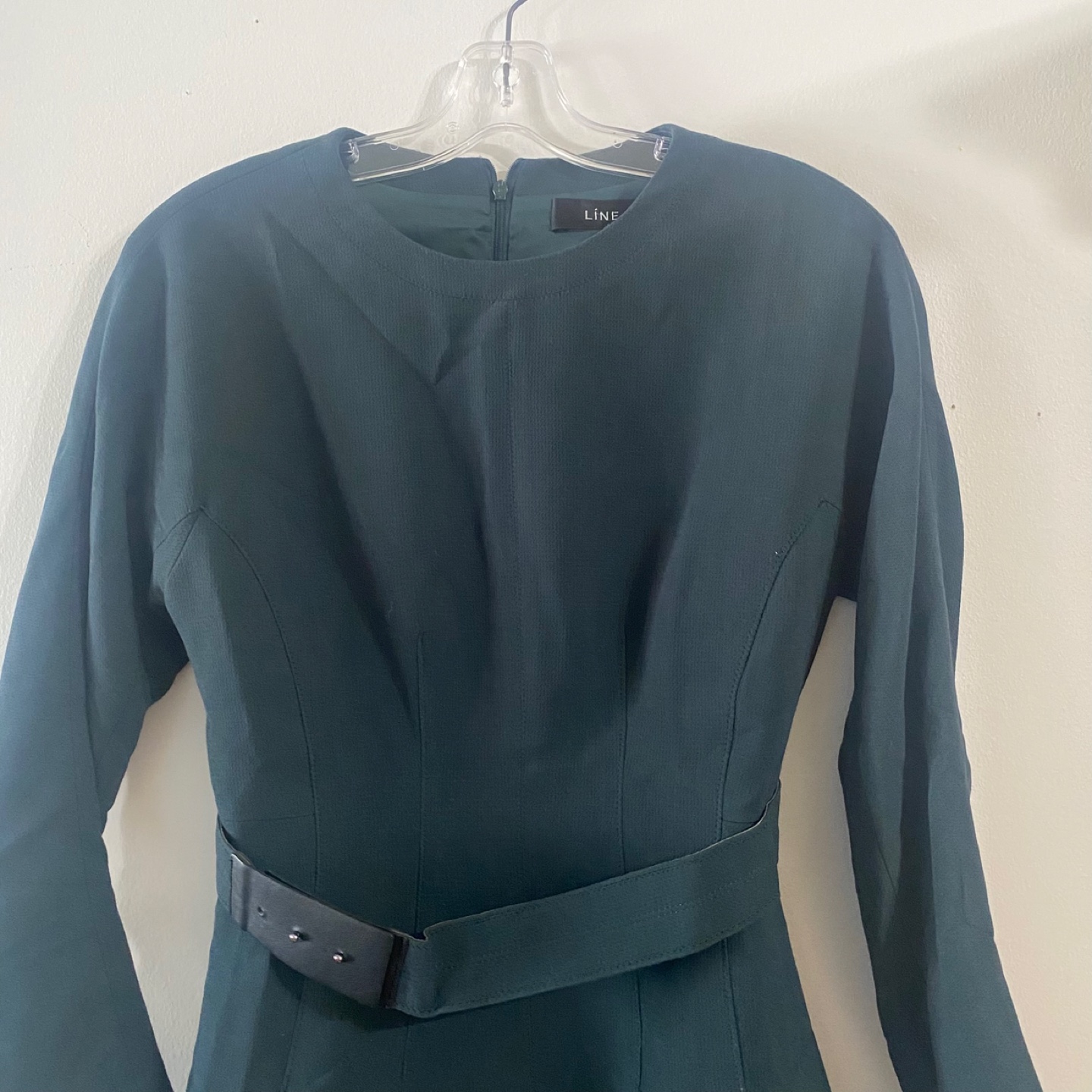 LÍNE Green Belted Long Sleeve Dress - photo 2