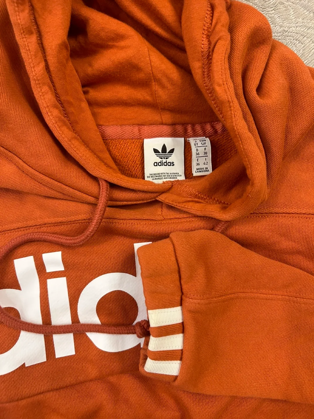 Adidas Cropped Hoodie - Size S - Orange image indicator(2)