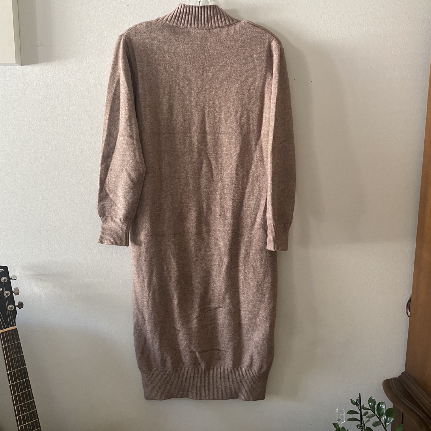 Cable Knit Sweater Dress, Beige, Size medium - photo 3